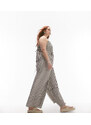 Topshop Curve - Tuta jumpsuit in misto lino a righe multicolore