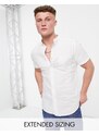 ASOS DESIGN - Camicia Oxford slim bianca con collo serafino-Bianco