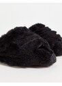 Truffle Collection - Pantofole nere soffici con punta aperta-Nero