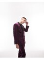 Topman - Giacca da abito slim doppiopetto in velluto viola