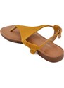 Malu Shoes Sandalo basso giallo infradito in morbida alcantara cinturino alla caviglia fondo imbottito in memory comoda estate
