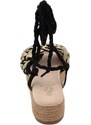 Malu Shoes Sandali zeppa donna beige nero corda di canapa suola in cordone e gomma moda mykonos alla schiava gladiatore
