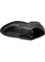 Malu Shoes Stringata donna inglesina liscia in vera pelle abrasivata nera fondo cuoio con antiscivolo moda tendenza made in Italy