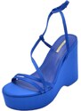 Malu Shoes Zeppa donna blu in pelle chiusura alla caviglia fondo tono su tono asimmetrico platform zeppa 10cm plateau 3cm