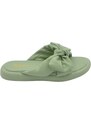 Malu Shoes Ciabatta pantofola donna verde salvia estiva in gomma morbida impermeabile con fiocco