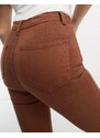 Don't Think Twice Petite - Bianca - Jeans a fondo ampio stile disco a vita alta marrone cioccolato-Brown