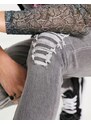 ADPT - Jeans skinny effetto spray grigio slavato con strappi vistosi
