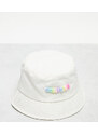 COLLUSION Unisex - Cappello da pescatore da festival in nylon bianco con logo con perline