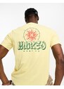 Hurley - T-shirt gialla con stampa cosmica sul retro-Bianco