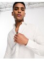 Only & Sons - Camicia a maniche lunghe bianca in misto lino-Bianco