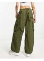 Sixth June - Pantaloni kaki in ripstop stile paracadutista con tasche sul retro e ricami-Verde