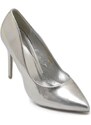 Malu Shoes Decollete' donna scarpa a punta in vernice lucido argento con tacco a spillo 12 cm linea basic