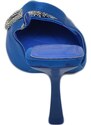 Malu Shoes Decollete' donna gioiello elegante fiocco strass in raso blu royal tacco a spillo 80 slingback fisso moda