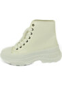 Malu Shoes Sneakers alta donna stivaletto basic punta bianco gomma platform ondulata lacci moda tendenza street