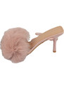 Malu Shoes Scarpe donna sandalo rosa cipria mules pelliccia con tacco martini 9 cm lacci alla schiava moda tendenza con pelo