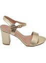 Malu Shoes Scarpe sandalo oro donna con tacco 6 cm basso comodo basic con fascia morbida e cinturino alla caviglia open toe