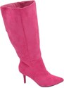 Malu Shoes Stivale alto donna fucsia in ecopelle scamosciato morbido al polpaccio tacco a spillo 8cm con zip e punta moda