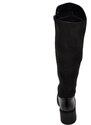 Malu Shoes Stivali donna alto punta tonda nero lucido gambale aderente elasticizzato alto sopra al ginocchio tacco 4 plateau curvy