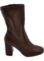 Malu Shoes Stivaletti alti donna pelle marrone a punta tonda tacco quadrato taglio simmetrico zip moda glamour tendenza