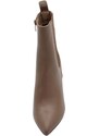 Malu Shoes Tronchetto stivaletto chelsea tortora a punta donna con tacco comodo 6 cm elastico laterale e zip alla caviglia