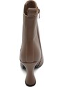 Malu Shoes Tronchetto stivaletto chelsea tortora a punta donna con tacco comodo 6 cm elastico laterale e zip alla caviglia
