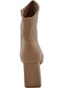 Malu Shoes Tronchetto donna stivaletto beige nude punta quadrata tacco doppio 6 cm plateau zeppa 2 zip alla caviglia moda casual