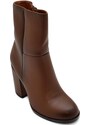 Malu Shoes Stivaletti alti tronchetti donna marrone a punta tonda tacco quadrato taglio simmetrico zip glamour tendenza