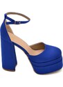 Malu Shoes Scarpe donna platform Mary Jane blu royal cinturino alla caviglia tacco 15 cm con zeppa 6 cm chiuse in punta moda