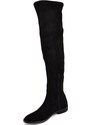 Corina Stivale donna alto a punta nero sopra al ginocchio in camoscio effetto calzino suola gomma bassa moda tendenza street