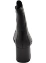 Corina Stivaletto tronchetto donna in pelle nero punta quadrata tacco largo comodo 4 cm zip laterale aderente effetto calzino