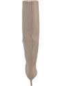 Corina Stivali alti donna al ginocchio in pelle beige a punta tacco a spillo 6 cm zip lunga aderente moda linea Basic