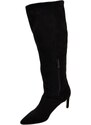 Corina Stivali alti donna al ginocchio in ecopelle scamosciata nero punta tacco spillo 6 cm zip lunga morbido moda linea Basic