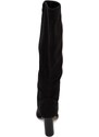 Corina Stivali camperos donna in camoscio nero altezza ginocchio lisci con tacco Texano legno 7 cm rotondo moda zip