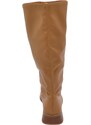 Corina Stivali donna a punta quadrata beige liscio gambale morbido al ginocchio tacco quadrato basso 3 cm moda con zip