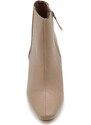 Corina Tronchetto donna camperos con tacco quadrato 7 cm a punta in ecopelle pitonata beige attillato sopra la caviglia
