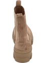 Corina Stivaletti donna chelsea boots combat impermeabile ecopelle scamosciato beige fondo alto carrarmato elastico
