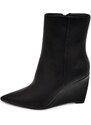 Malu Shoes Tronchetto stivaletto nero donna ecopelle effetto calzino con tacco a zeppa 10 cm aderente con zip a punta