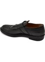 Malu Shoes Scarpe uomo stringate decorate nero in vera pelle nappa effetto vintage con frange e fibbia fondo gomma light