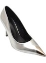 Malu Shoes Decolette' donna pelle matte argento satinato con punta gioiello tacco 10 cm spillo