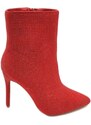 Malu Shoes Scarpa tronchetto mezzo stivaletto donna a punta rosso con tacco 12 luccicante con strass zip elegante