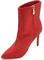 Malu Shoes Scarpa tronchetto mezzo stivaletto donna a punta rosso con tacco 12 luccicante con strass zip elegante