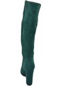 Malu Shoes Stivale donna alto rigido in camoscio verde scuro tacco largo liscio linea basic a punta moda altezza ginocchio zip