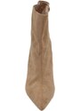 CORINA Tronchetti in ecopelle alla caviglia scamosciata beige punta tacco spillo 6 cm zip lunga morbido moda linea Basic