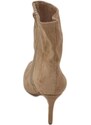 CORINA Tronchetti in ecopelle alla caviglia scamosciata beige punta tacco spillo 6 cm zip lunga morbido moda linea Basic