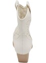 Malu Shoes Texano tronchetti donna camperos ecopelle bianco stivaletti con tacco largo comodo 5cm effetto laser alla caviglia zip