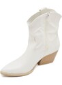 Malu Shoes Texano tronchetti donna camperos in ecopelle bianco stivaletti con tacco largo comodo 5 cm liscio alla caviglia zip