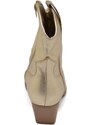 Malu Shoes Texano tronchetti donna camperos in vinile oro stivaletti con tacco largo comodo 5 cm liscio alla caviglia zip