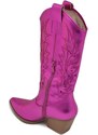 Malu Shoes Stivali donna camperos texani stile western forati estivi fucsia lucido tacco western 7 cm con zip laterale