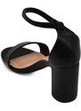 Malu Shoes Sandalo alto donna nero con tacco doppio 8cm cinturino alla caviglia linea basic cerimonia evento elegante