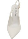 Malu Shoes Scarpe decollete slingback donna elegante punta in vernice lucida bianco tacco 12 cm cerimonia cinturino retro tallone